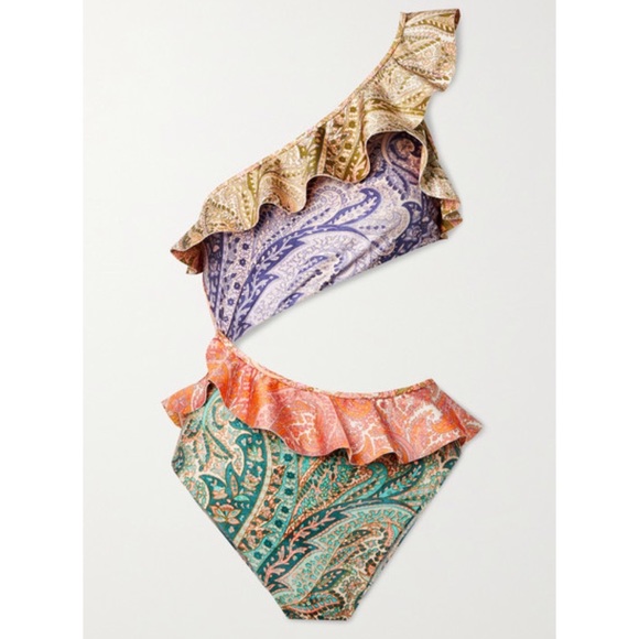 Zimmermann Brighton one shoulder ruffle swimsuit AU size 3 - Picture 7 of 11